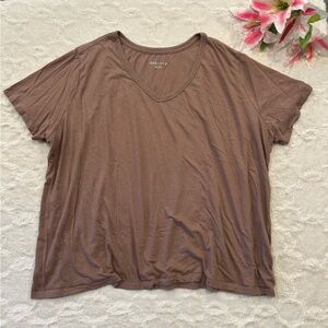 Ava & Viv. - Light Brown Cotton Short Sleeve T Shirt - 3X